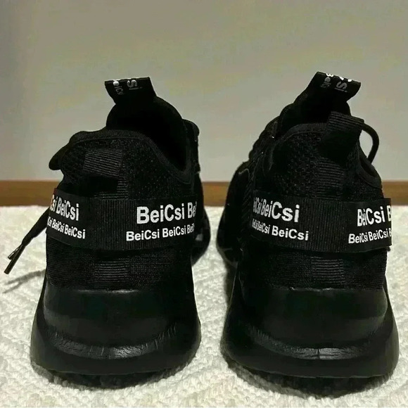 BeiCsi Black Running Sport Sneakers Size 8 - Picture 4 of 6